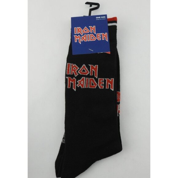 4 New Rock Band Pattern One Size Socks Iron Maiden Motley Crue Pink Floyd ACDC - Picture 5 of 9